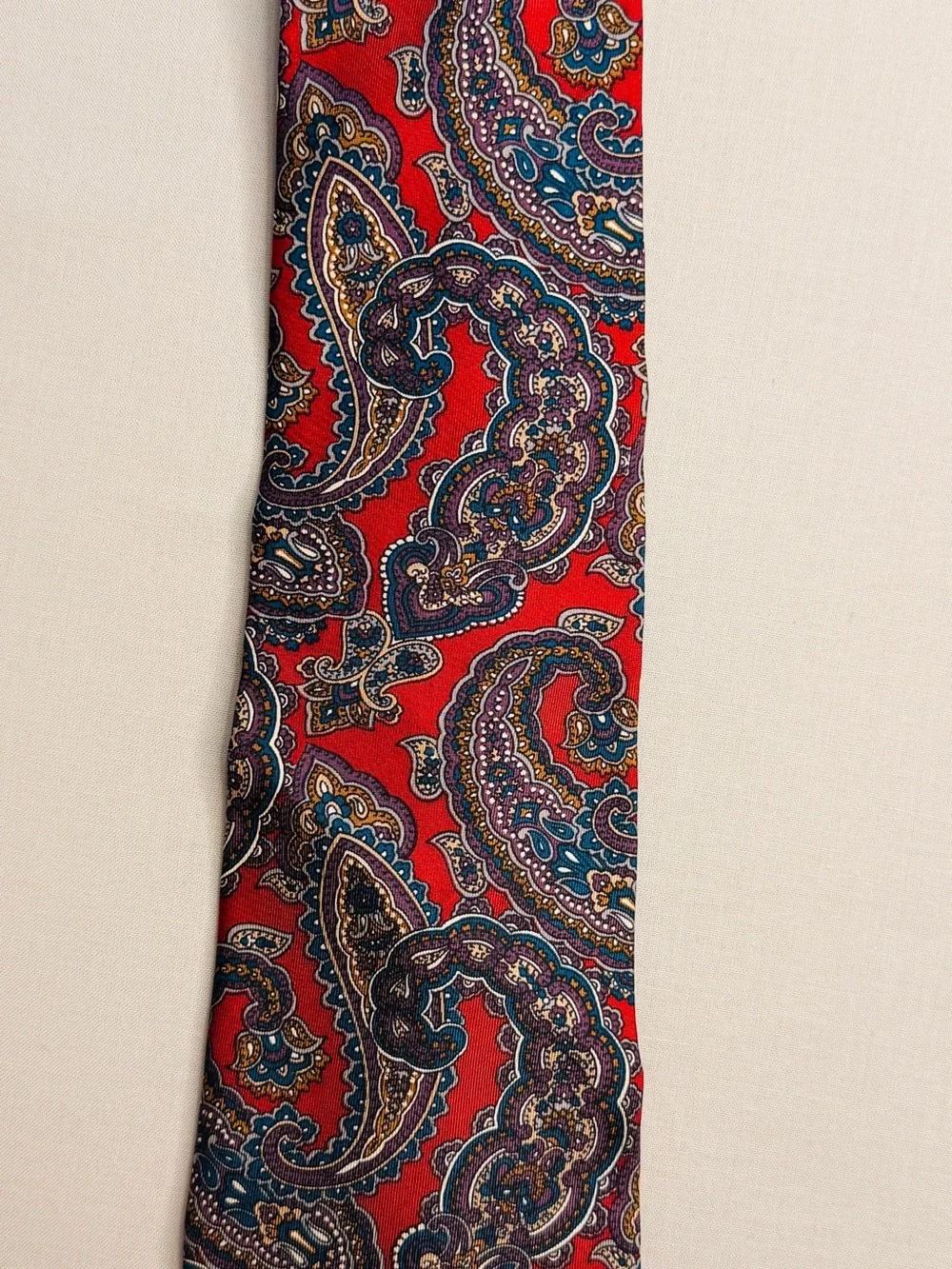 Givenchy Red and Navy Paisley Silk Tie